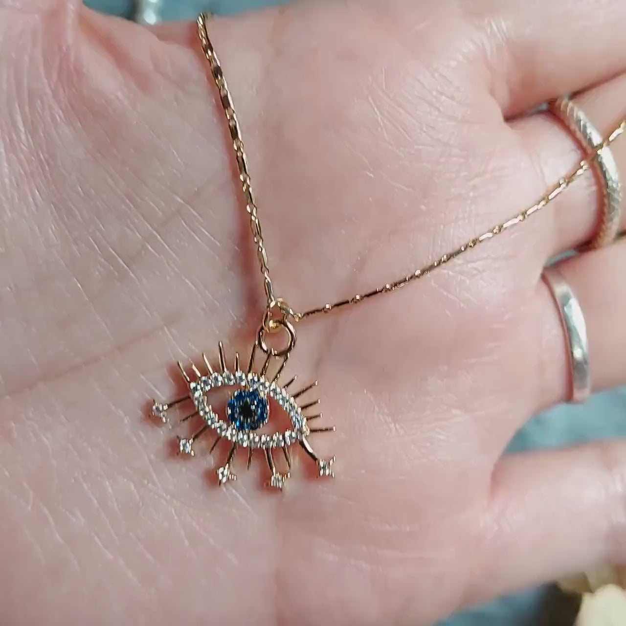 Starry Evil Eye Dainty Gold Necklace