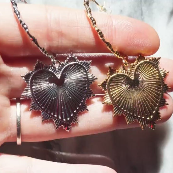 VALENTINA Gold / Silver Heart Hoop Earrings