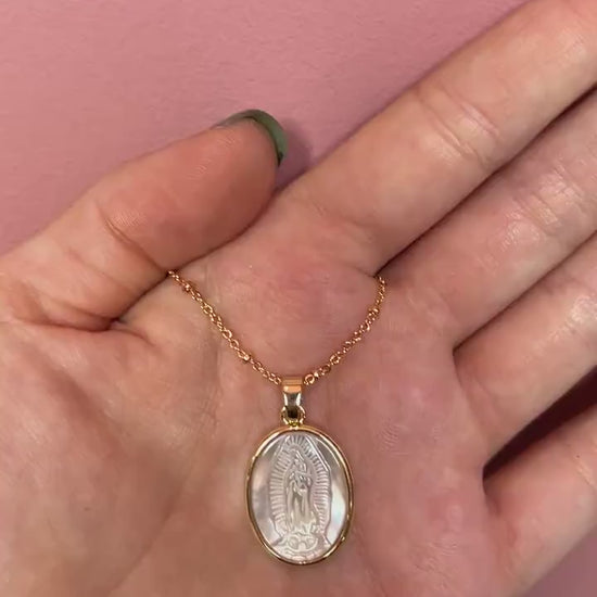 Our Lady of Guadalupe Mother of Pearl Necklace