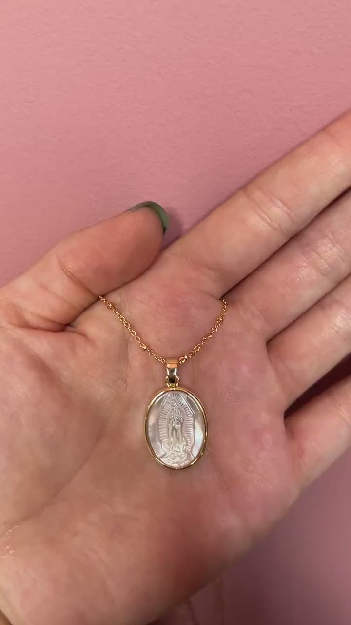 Our Lady of Guadalupe Mother of Pearl Necklace