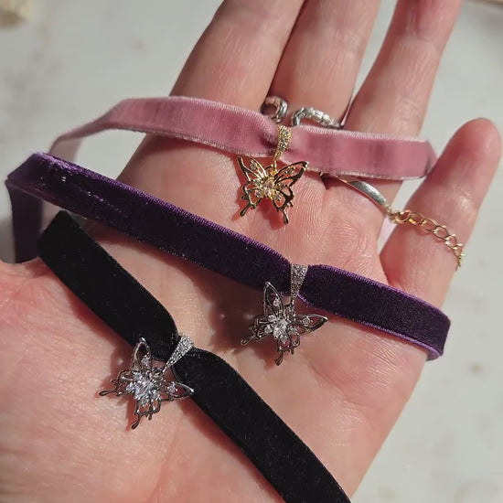 Dainty Butterfly Stretch Velvet Choker / Y2K Butterfly Velvet Choker