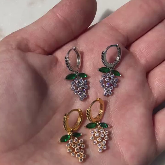 Dainty Grape Fruit Huggie Hoop Earrings