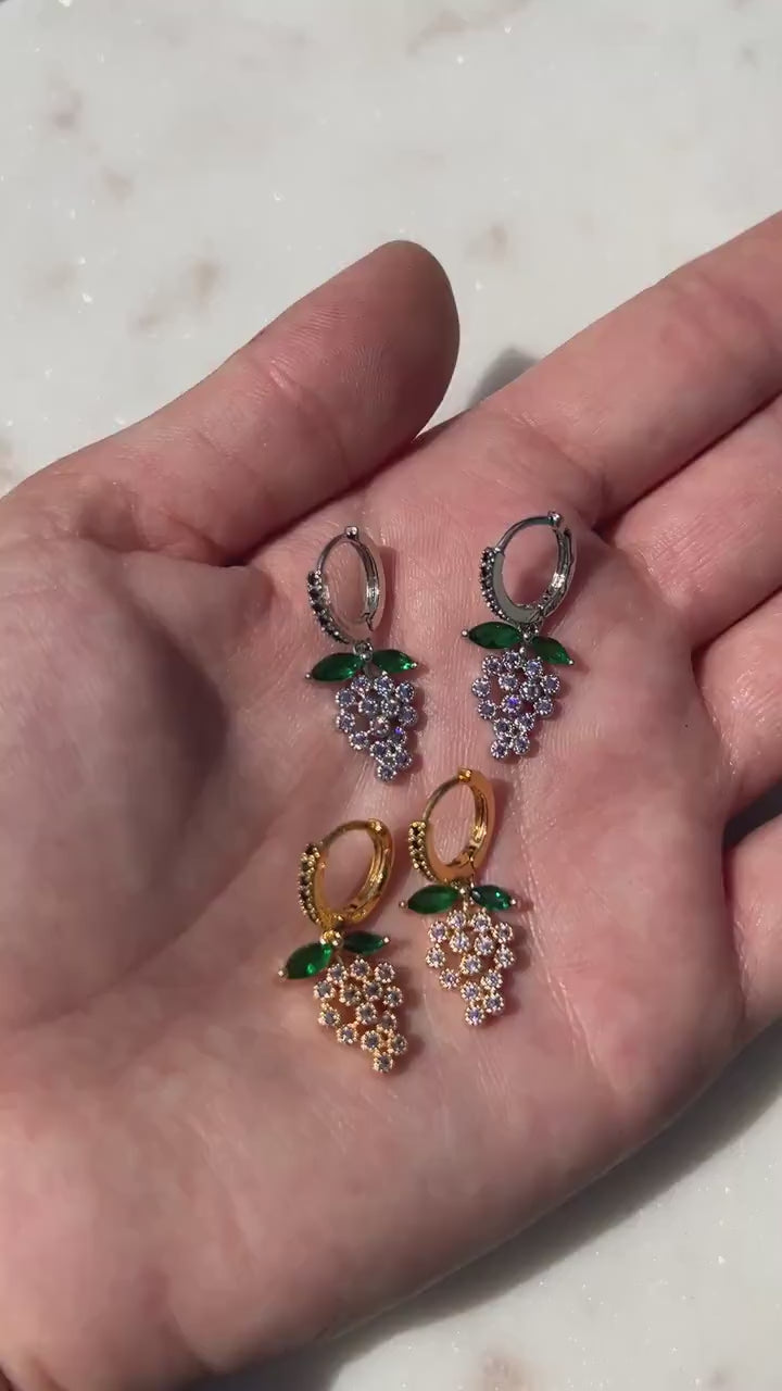 Dainty Grape Fruit Huggie Hoop Earrings