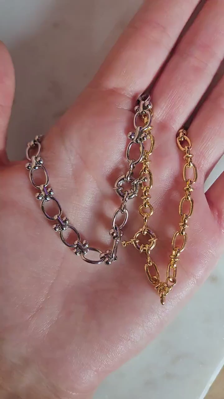 Gold Plated Waterproof Chunky Chain Clasp Bracelet