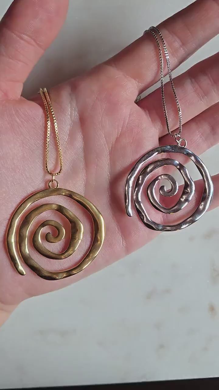 Swirl Pendant Gold/Silver Chain Necklace