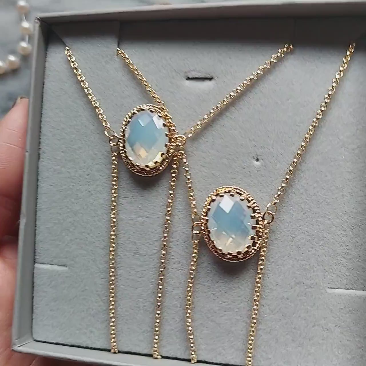 SELENE Moonstone Adjustable Body Chain in Silver / Gold