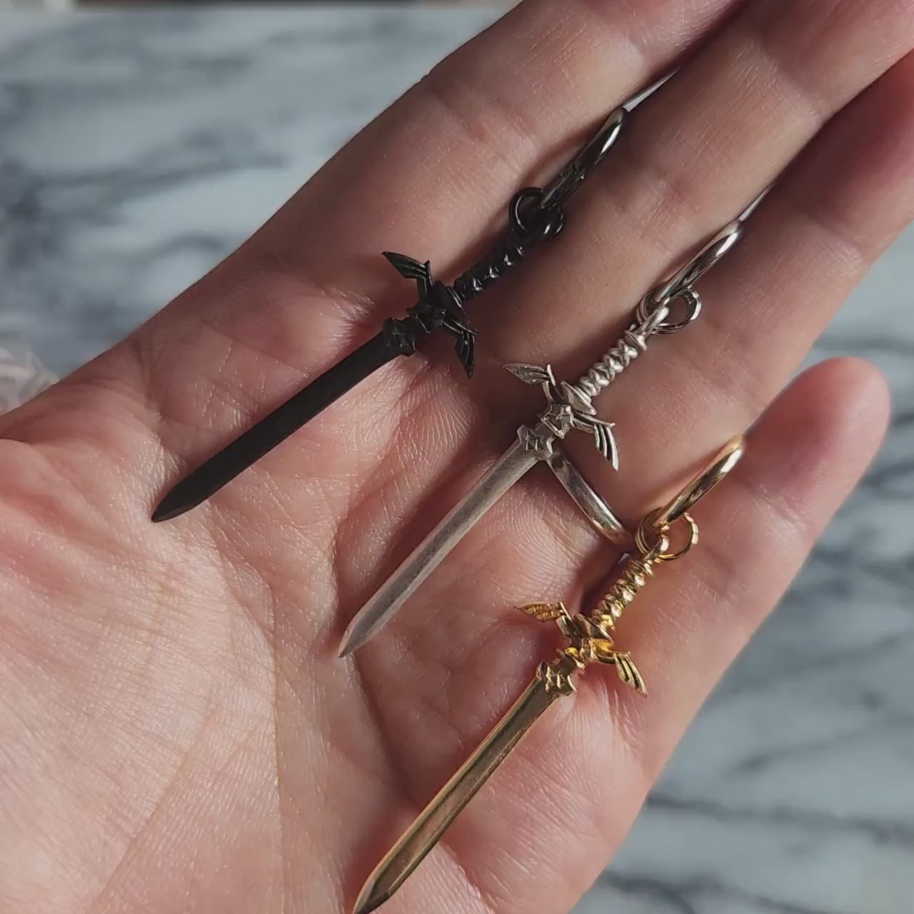 LEGEND Gold / Silver / Gunmetal Sword Huggie Hoop Earring SINGLE / Zelda Master Sword Earring
