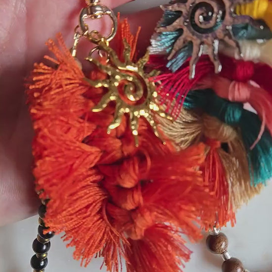 Boho Tassel and Beads Bag/Key Charms Gold/Silver
