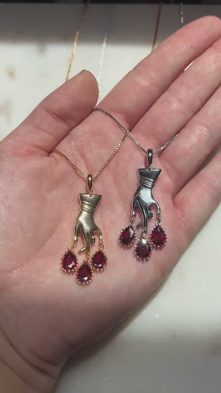 MACBETH Hand and Blooddrops Necklace