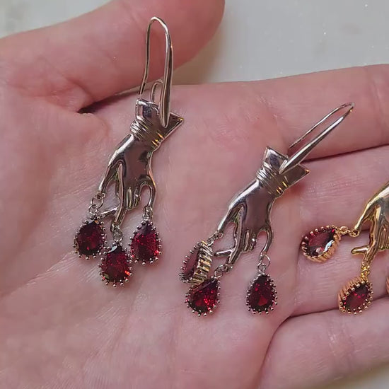 MACBETH Hand and Blooddrop earrings