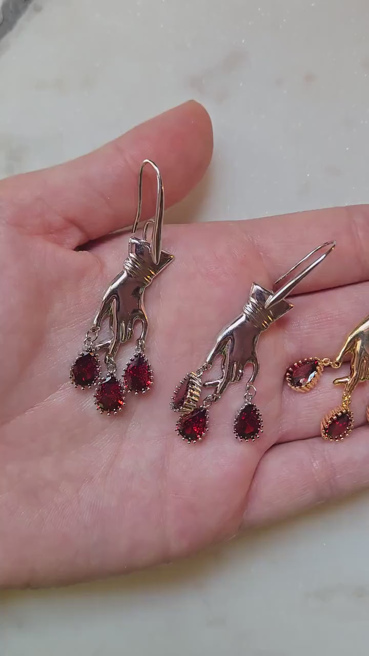 MACBETH Hand and Blooddrop earrings