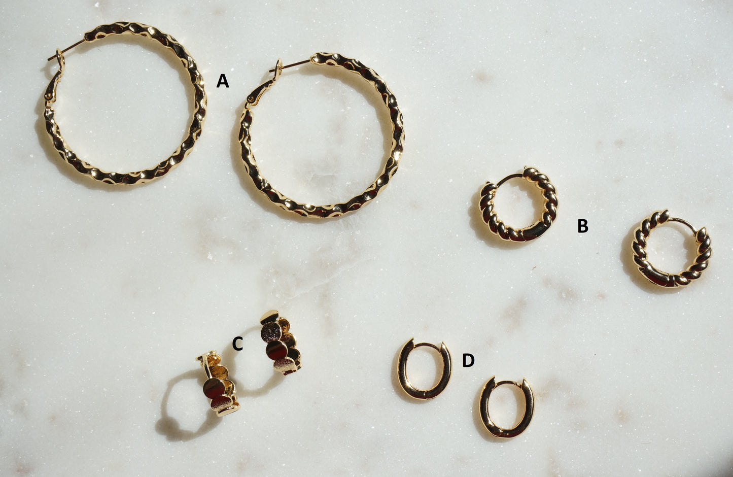 Assorted 18k Gold Plated Hoop Earrings