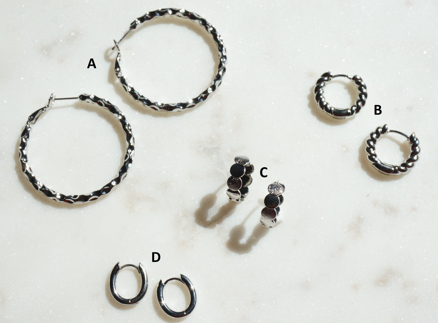 Assorted 18k Platinum Plated Hoop Earrings